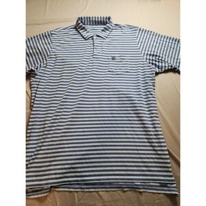 B DRADDY Mens XXL Blue White Striped Pima Cotton Spandex Polo Shirt Made Peru